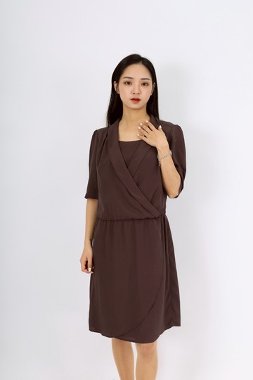 (XS（含）以下) perng yuh春夏交叉棕色洋裝