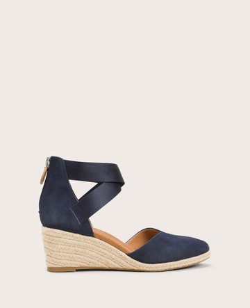 Gentle Souls | Orya Leather Espadrille Wedge in Navy Suede, Size: 5.5 by Kenneth Cole