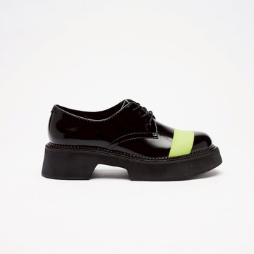 VATIC DERBY LEATHER SHOES BLACK / FLUORESCEN 增高45mm厚底皮鞋 37
