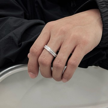 鈦鋼戒指 男戒 亮鑽戒指 現貨 實拍 雙排滿鑽 雙排鑽 兩排鑽 戒指 男生戒指 閃鑽 男飾品 情侶