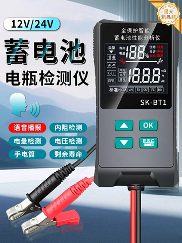 【語音播報】蓄電池檢測儀 電瓶檢測儀 汽車檢測儀 內阻測試儀 電壓檢測 12V/24V通用 電量壽命顯示 汽修店必備