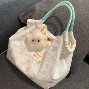 印花新款大容量通勤包卡通兔子手拎包韓版單肩包女學生可愛帆布包