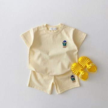 Mini baby🌷韓版童裝男女童中大童純棉兒童休閒小熊短袖套裝夏季薄款