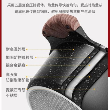 ♡批發麥飯石湯鍋家用不粘鍋雙耳蒸煮面鍋煲湯燃氣電磁爐專用火