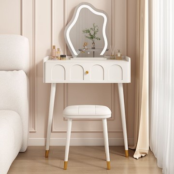 免運 化妝桌 實木梳妝臺 小戶型化妝桌  法式奶油風梳妝臺臥室簡約現代小戶型輕奢高級迷你60cm小型化妝桌 可開發票 全館八折 工廠現貨直銷 新品特價 y9052