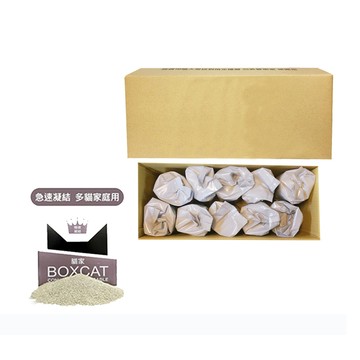 國際貓家 BOX CAT灰標 極速凝結小球貓砂經濟組25KG