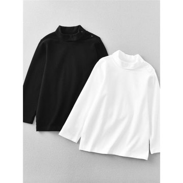 羊毛拉架日系兒童純棉長袖T恤打底高領衫男女寶寶磨毛保暖上衣冬