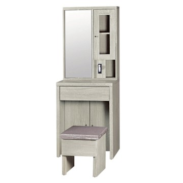 文創集 雪兒2尺旋轉鏡面鏡台組合(六色可選＋含化妝椅)-60x45x160cm免組