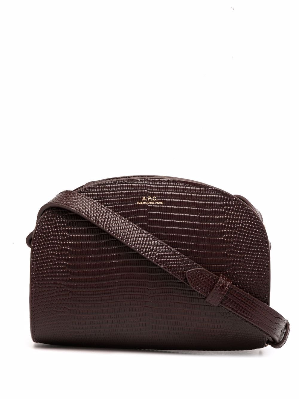 A.P.C. - mini Demi Lune lizard effect crossbody bag - women - Cotton/Calf Leather - One Size - Brown