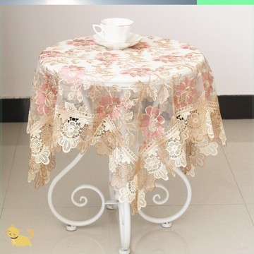 桌巾卓布枱布歐式桌布蕾絲田園茶幾布透紗鏤空餐桌圓桌布床頭柜