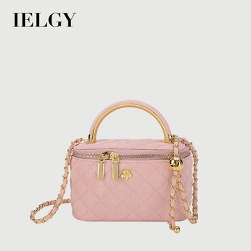 IELGY 女士斜背包 鏈條時尚菱格休閒小方包 可手拎
