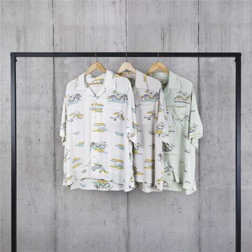 四季出品折扣現貨VISVIM COPA SHIRT S/S休閑龍紋短袖襯衫男24SS