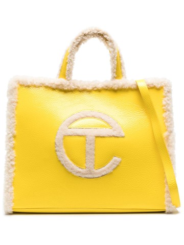 UGG - x UGG medium Shopper Crinkle bag - women - Patent Calf Leather/Cotton/Sheep Skin/Shearling - One Size - Yellow