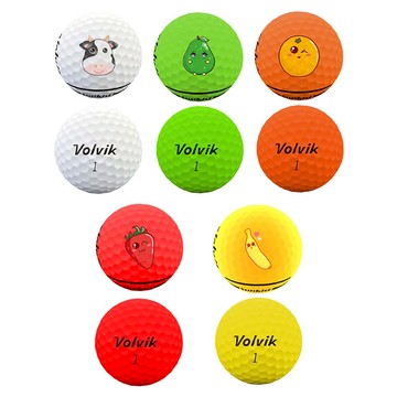 Volvik 牛奶球 無光 遠距 高爾夫球 兩層 2顆裝 x 5款  1組  白+綠+橘+紅+黃  1組