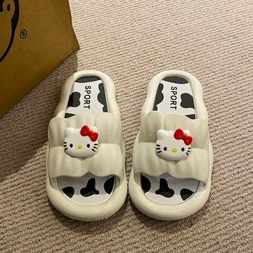 ✨桃園出貨✨可愛卡通kt貓外穿hellokitty拖鞋女厚底踩屎感洗澡室內防滑拖鞋