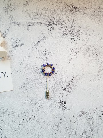 藍色釘珠胸針中國風旗袍胸花