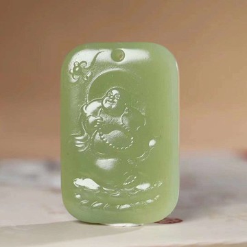 【彌勒佛】天然新疆和田玉項鏈/黃口料彌勒佛吊墜佛公男女掛件