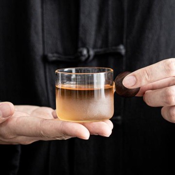 舊望格功夫茶具品茗杯新羽磨砂玻璃家用茶杯子單杯主人杯個人杯