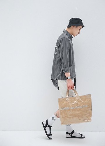 【JP.美日韓】長版 條紋 襯衫 外套 外搭 線條上衣外套 長版 中長版 外搭 襯衫