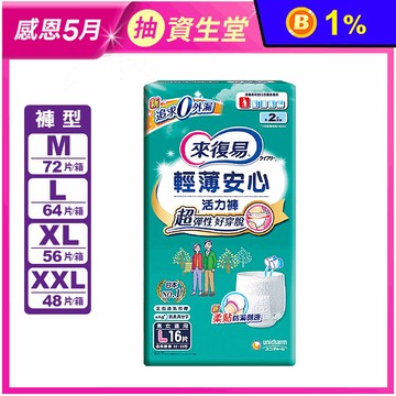 【來復易】輕薄安心活力褲 成人紙尿褲/褲型(M/L/XL/XXL)