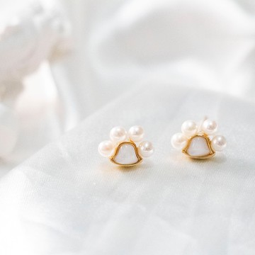 可愛小貓咪肉球腳掌 珍珠耳環