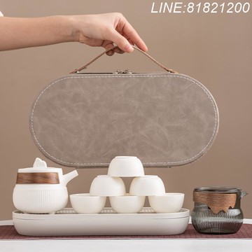 羊脂玉茶具 白瓷茶具 免運/開票 公司貨 便攜功夫旅行茶具套裝羊脂玉瓷高檔商務茶壺茶杯禮品輕奢一壺六杯 快速出貨