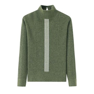 絨爵秋冬新款女半高領100山羊絨衫短款毛衣針織條紋打底毛衫E325