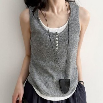 [米蘭精品] 現貨+預購 無袖背心短版上衣削肩背心美式休閒女裝-百搭通勤坦克背心女上衣4色74ma82