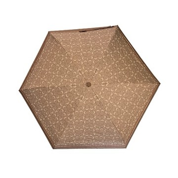 [平輸版] 【COACH】咖啡棕C LOGO印花輕量攜帶型晴雨傘 真品平輸