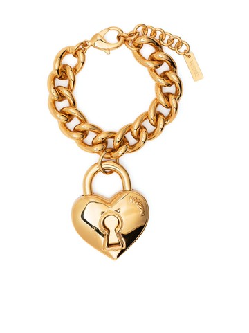 Moschino - heart-pendant bracelet - women - Zamak/Brass - S - Gold