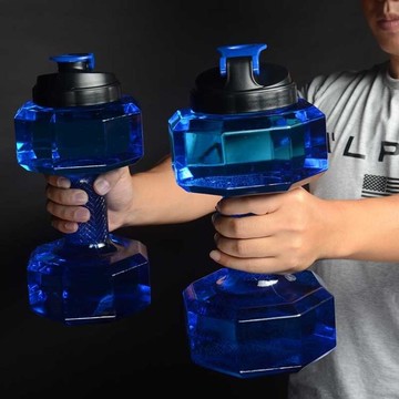 世軒大號啞鈴水壺健身男超大運動水杯戶外大容量2升水桶杠鈴杯子