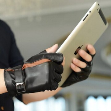 現貨+預購 真皮手套半指手套-羊皮秋冬款騎車薄款男性時尚配件2色72g16【獨家進口】【米蘭精品】