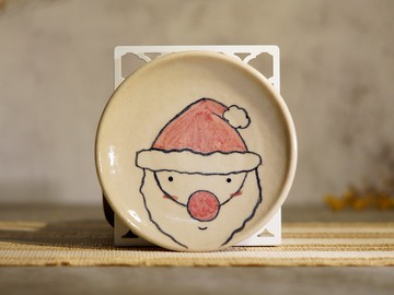 聖誕手繪陶盤,點心盤約Ø 12 cm