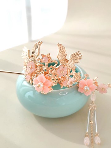 兒童漢服小發冠古風流蘇步搖公主丸子頭飾演出女童古裝發簪配飾品 雙11全館免運