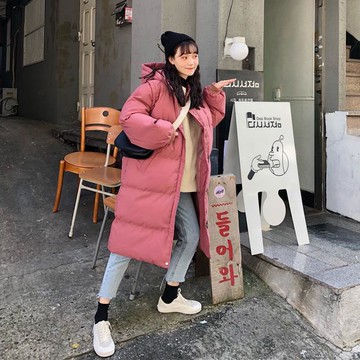 chic慵懶寬松加厚保暖面包服女百搭單排扣長款棉服外套潮1入