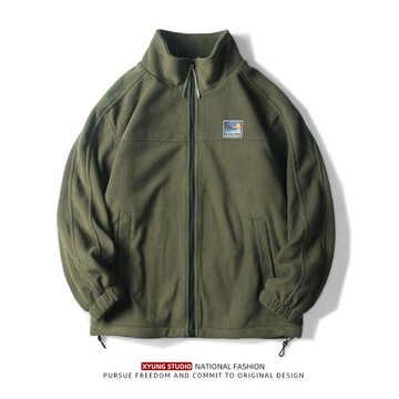 秋冬戶外休閑搖粒絨開衫衛衣男士立領加絨外套運動青年外套夾克潮