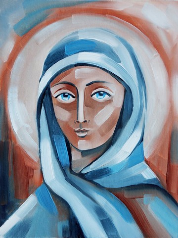 聖母瑪利亞繪畫麥當娜原創藝術聖母藝術品小油畫牆藝術