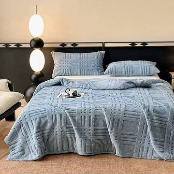 NATURALLY JOJO 塔芙絨幾何玩色毯  霧霾藍  200 x150cm