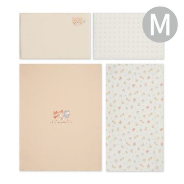 奇哥 有機棉四件式床組/寢具組-M(小乳膠枕 枕套 床包 兩用被)