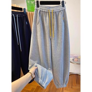 胖妹妹大碼220斤休閑九分哈倫長褲女春秋顯瘦加絨闊腿高腰松緊褲