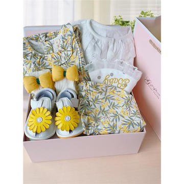 春秋夏新生嬰兒禮盒百日禮包寶寶全棉哈衣套裝公主滿月百天連身