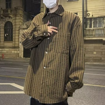 日韓潮流 高品質版 韓國復古格紋襯衫男 古著襯衫 春秋季 長袖襯衫 格子襯衫 休閒 寬鬆襯衫 薄外套 男生襯衫 D1