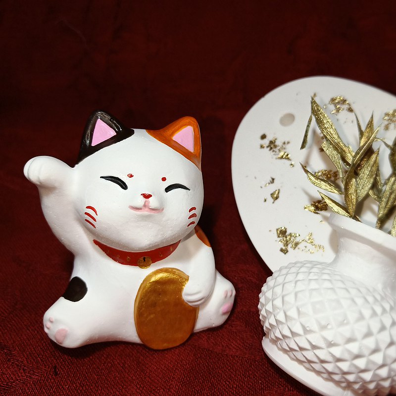 新年擴香石體驗-招財貓.富貴花開.大理石香氛袋