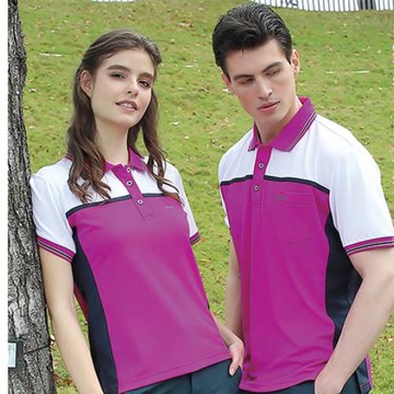 【Per GIBO】T網眼女版短POLO衫(PK252775)紫/丈青