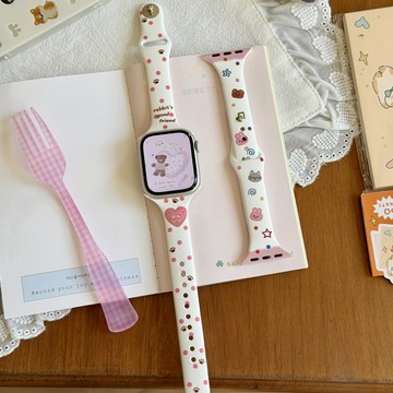 卡通小蠻腰矽膠錶帶 適用 Apple Watch 11 錶帶 s10 9 8 7 6 5 SE 蘋果手錶錶帶 46mm