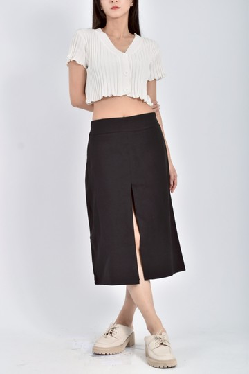 (L) 【Ivy私服】rainbow boutique前開衩黑色長裙