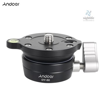 ANDOER 安多爾DY-50三腳架調平底座全景攝影三腳架雲台鋁合金15° 傾斜,帶 3/8 英寸螺絲氣泡水平儀更換,適