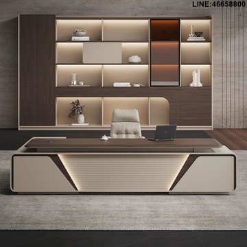 免運 開立發票 老板桌 老闆桌 總裁桌 經理桌 主管桌 大班台 實木老板桌 董事長辦公桌 老板辦公桌輕奢高級感吸塑桌面大班臺簡約現代總裁桌經理桌椅組合 支持訂製