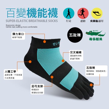 母子鱷魚 BER101 百變機能襪 官方直營正品 男襪 女襪 五趾襪 機能襪 透氣 抗菌 防臭 人體工學 足弓支撐