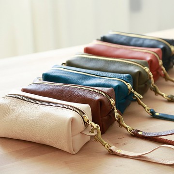 【切線派】大容量柔软笔袋纯手工真皮文具收纳包化妆品包学生笔袋